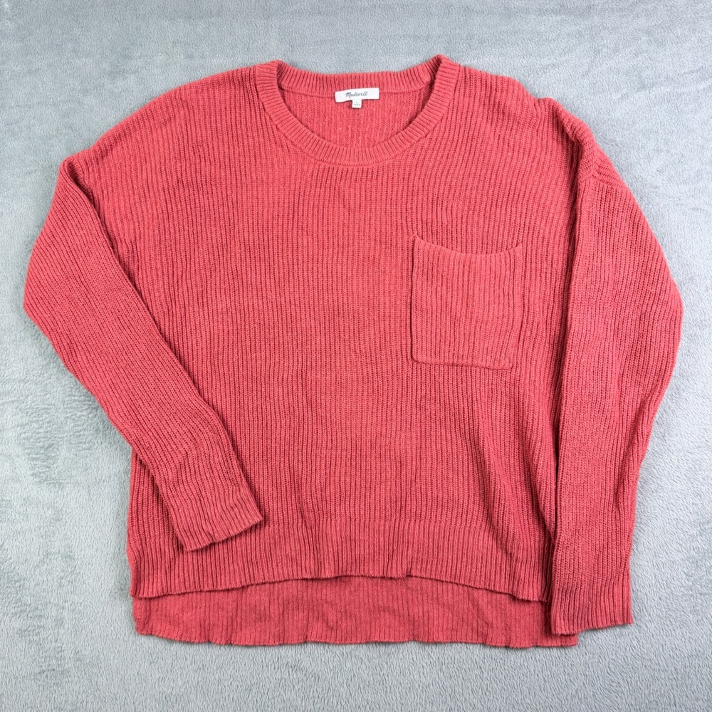 Madewell Thompson Ribbed Knit Pocket Crewneck Sweater AA782 Women Large